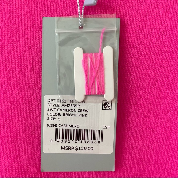 Antonio Melani Cameron Crewneck Sweater Bright Pink Size Small Cashmere Luxury - Picture 5 of 6